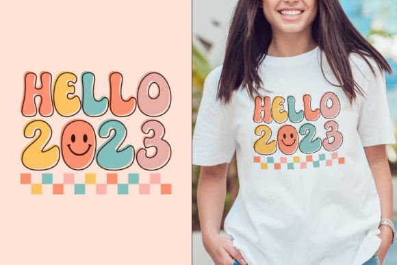 Hello Happy New Year Retro SVG Design Review
